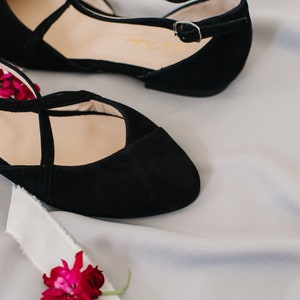 Black shoes black wedding shoes ballet flats low wedding shoes bridal flats wedding flats woman shoes ballet flats image 7