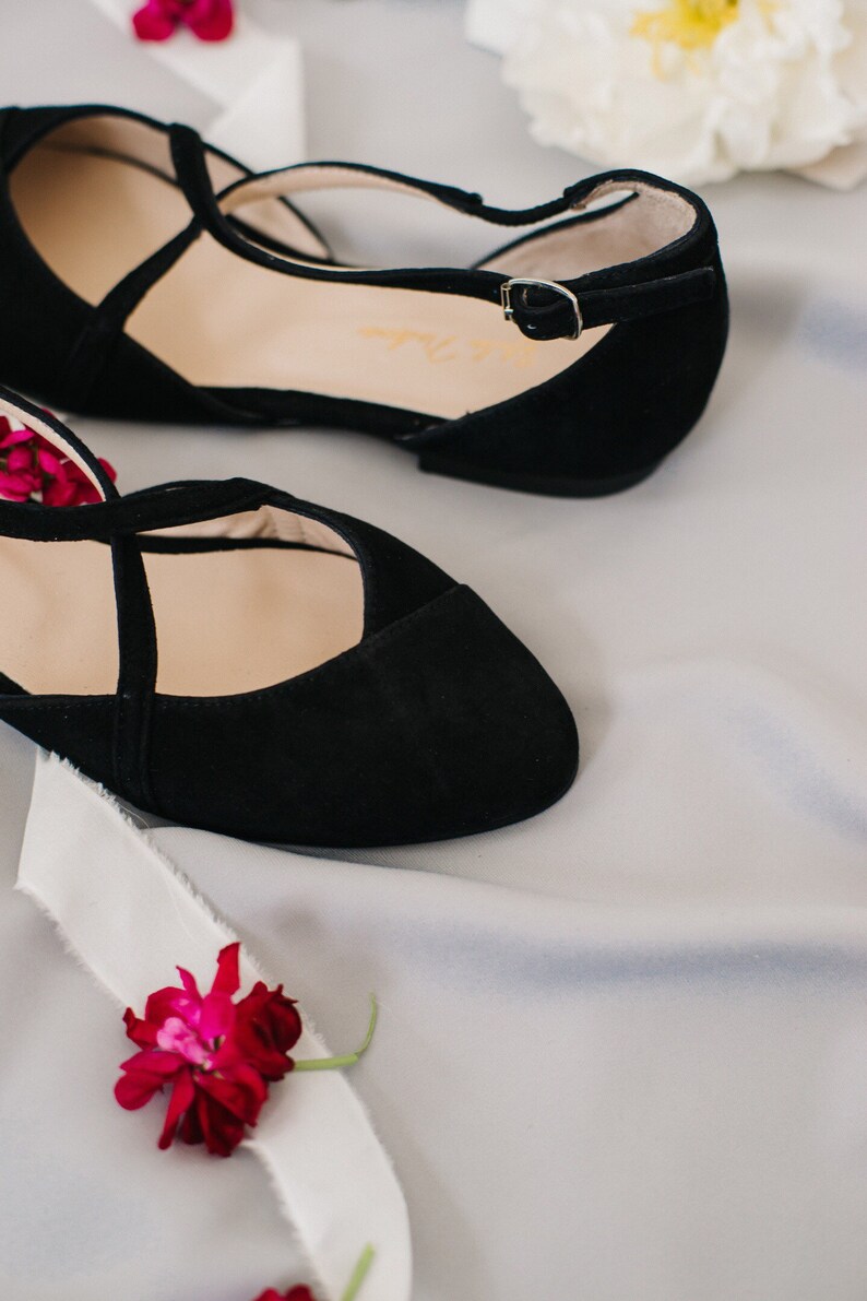 Black shoes black wedding shoes ballet flats low wedding shoes bridal flats wedding flats woman shoes ballet flats image 7