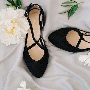 Black shoes black wedding shoes ballet flats low wedding shoes bridal flats wedding flats woman shoes ballet flats image 6