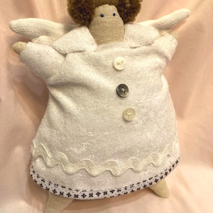 Handmade Linen Stuffed Angel Plushy: Eco-Friendly Toy, Personalized Baby Gift image 1