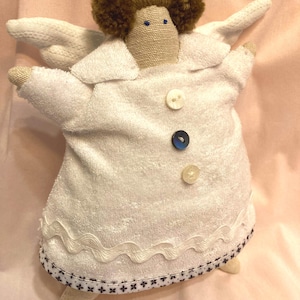 Handmade Linen Stuffed Angel Plushy: Eco-Friendly Toy, Personalized Baby Gift image 3