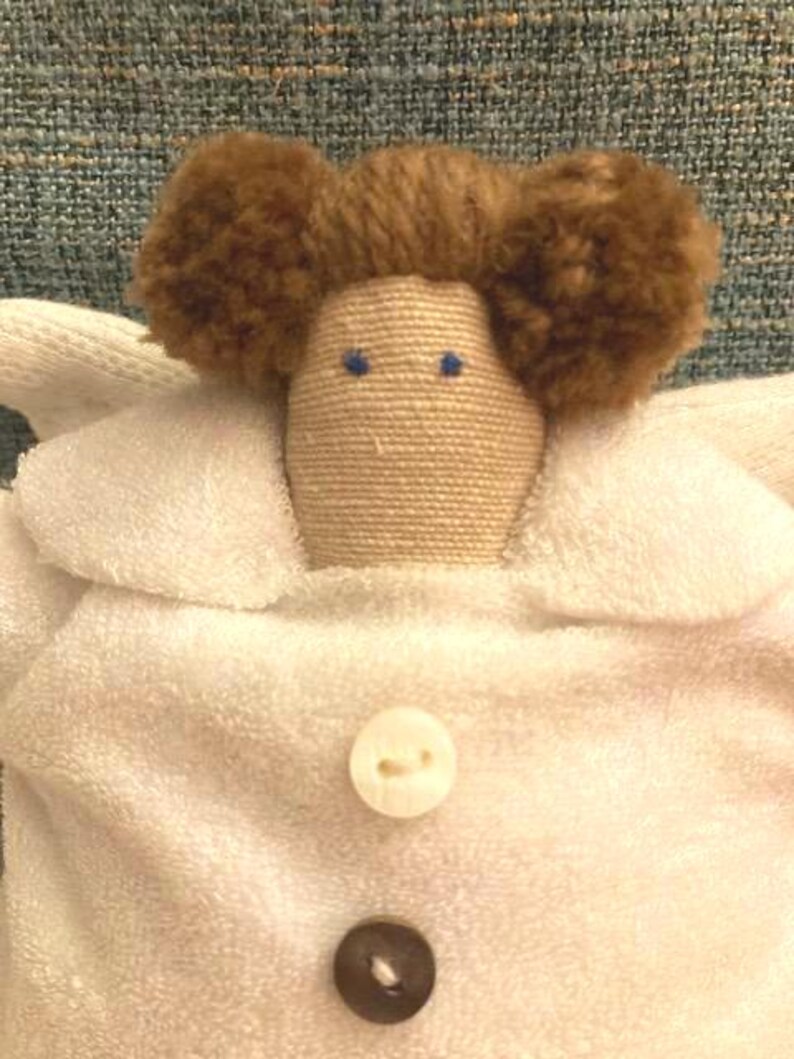 Handmade Linen Stuffed Angel Plushy: Eco-Friendly Toy, Personalized Baby Gift image 6