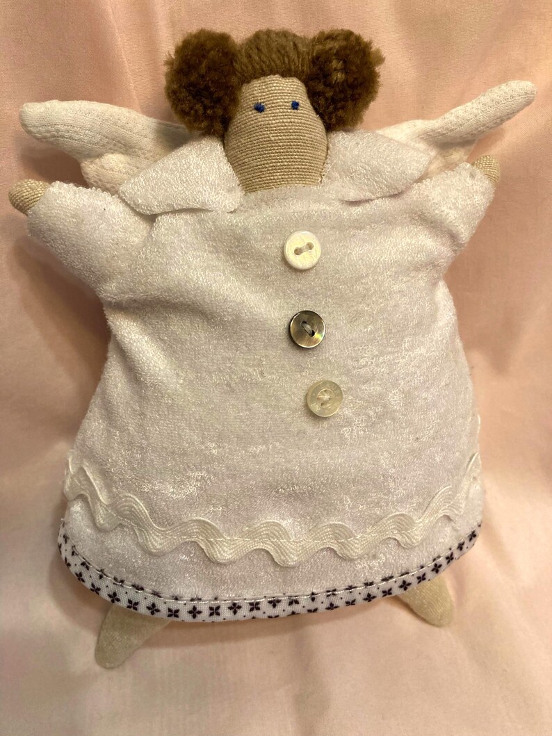 Handmade Linen Stuffed Angel Plushy: Eco-Friendly Toy, Personalized Baby Gift image 2