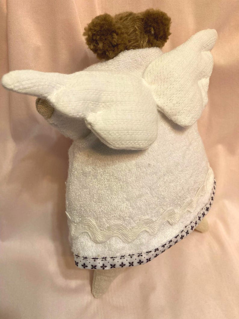 Handmade Linen Stuffed Angel Plushy: Eco-Friendly Toy, Personalized Baby Gift image 4