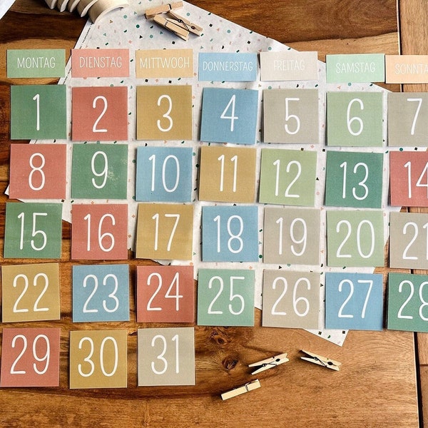 Kinder Kalender | Pastell Vorlage A4 Download Druck Kindergarten Kita Krippe Erzieher PDF