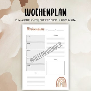 Weekly Plan - Printable Template A4 Download Print Kindergarten Kita ...
