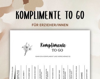 Komplimente to go Vorlage A4 Download Druck Kindergarten Kita Krippe Erzieher PDF