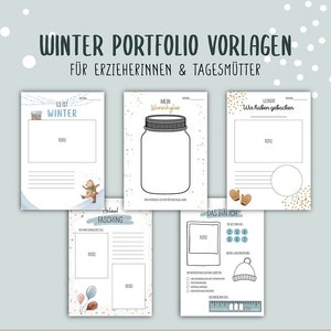 10 WINTER portfolio templates - to print template A4 download print kindergarten daycare crib educator PDF