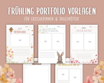 11 SPRING Portfolio Templates - To Print Template A4 Download Print Kindergarten Daycare Nursery Educator PDF
