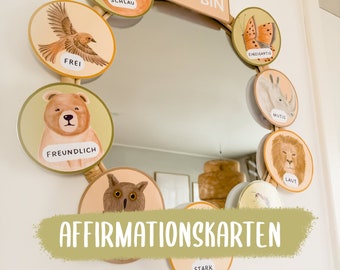 Animals Affirmation Cards | Watercolor Affirmations Kids Feelings Pastel Template Portfolio Download Kindergarten Daycare Crib Educator PDF