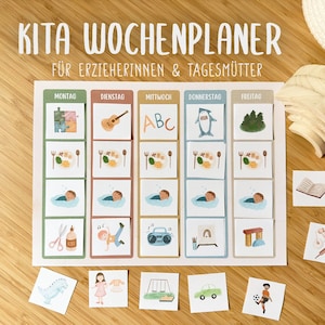 Kinder Kita Wochenplaner - Vorlage A4 Download Druck Kindergarten Aquarell Kita Krippe Erzieher Tagesmutter PDF