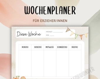 Weekly planner template A4 download print kindergarten daycare nursery educator PDF