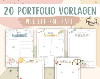 Wir feiern Feste - 20 Portfolio Vorlagen - Feiertage Zum Ausdrucken Vorlage A4 Download Druck Kindergarten Kita Krippe Erzieher PDF
