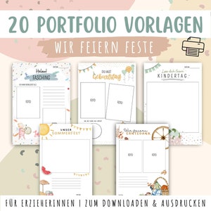 We celebrate festivals - 20 portfolio templates - holidays to print out template A4 download print kindergarten daycare crèche educator PDF