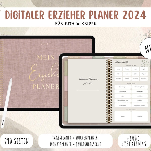 Digitaler Kita & Krippe Erzieher Planer 2024 - Deutsch für GOODNOTES Kalender Kindergarten PDF