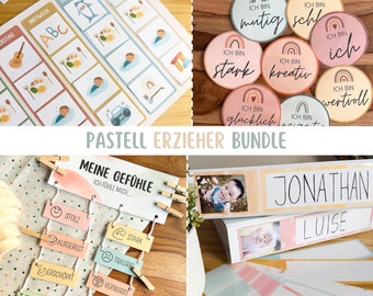 Pastel Group Room Bundle - Template A4 Download Print Kindergarten Watercolor Daycare Nursery Educator Childminder PDF
