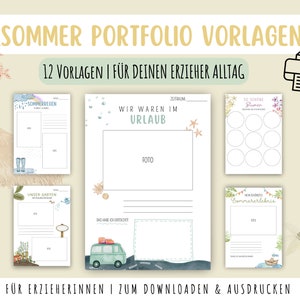12 SOMMER Portfolio Vorlagen - Zum Ausdrucken Vorlage A4 Download Druck Kindergarten Kita Krippe Erzieher PDF