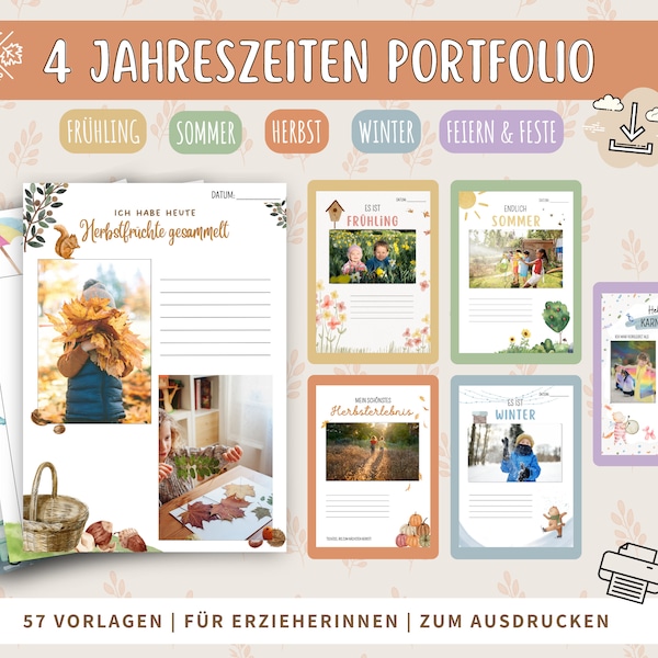 ALL SEASONS Portfolio - 57 templates to print out template A4 download print kindergarten daycare crèche educator PDF