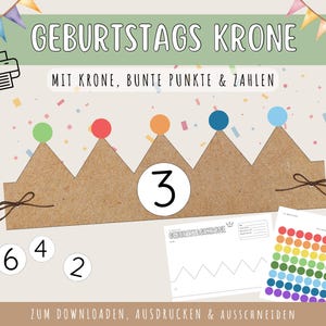 Färgglada födelsedagskronor för dagis och förskola - Utskrivbar mall A4 Ladda ner Skriv ut Förskolelärare PDF