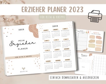Educator Planner 2023 - Template A4 to print out Download Portfolio Print Kindergarten Kita Crèche Educator PDF