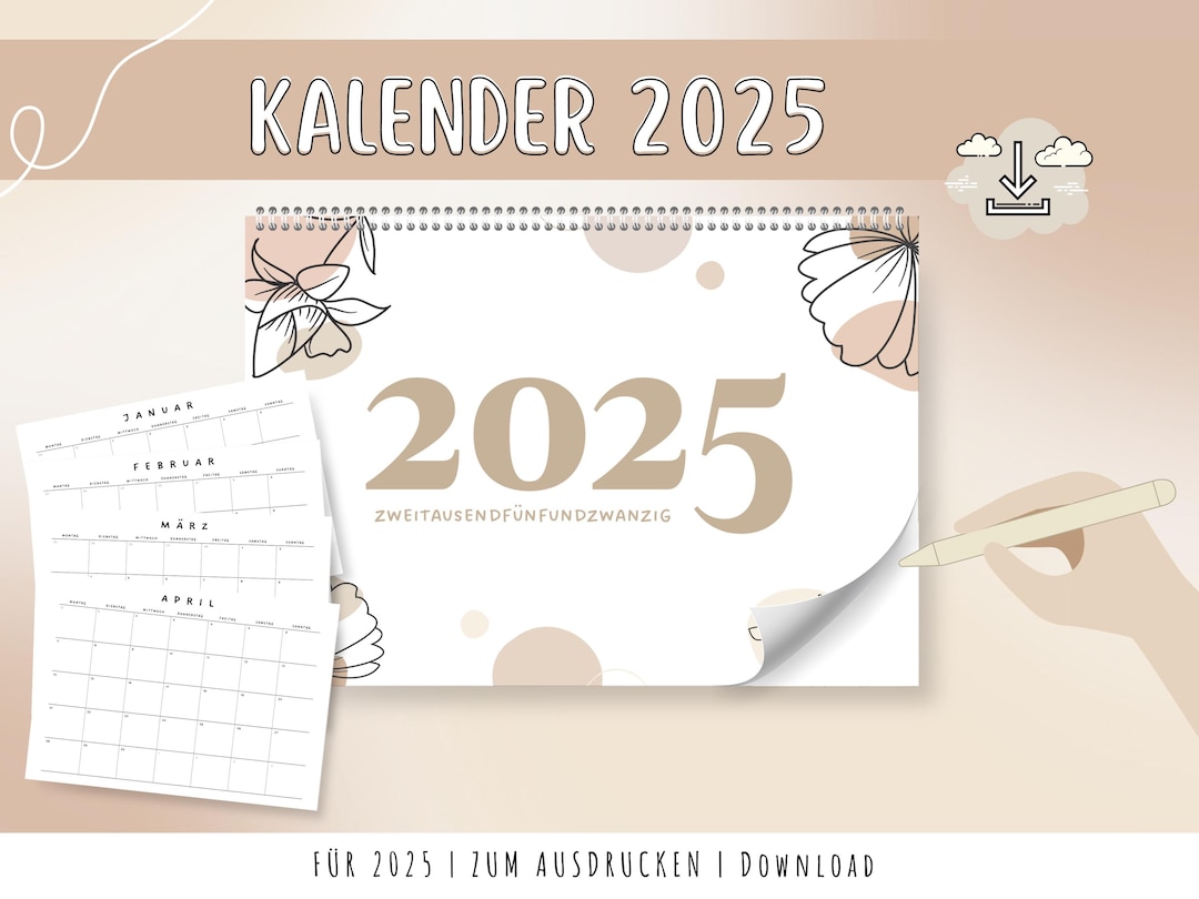 Calendar 2025 Printable Template A4 Download Print PDF - Etsy