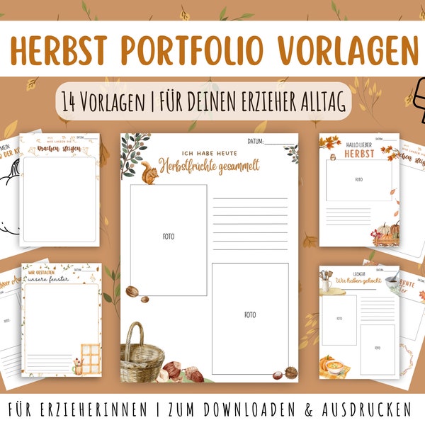 Dein Herbst Portfolio - Vorlagen Zum Ausdrucken Vorlage A4 Download Druck Kindergarten Kita Krippe Erzieher PDF