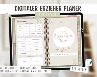 Digitaler Erzieher Planer 2023 - Deutsch für GOODNOTES Kalender Kindergarten Kita Krippe Erzieher PDF