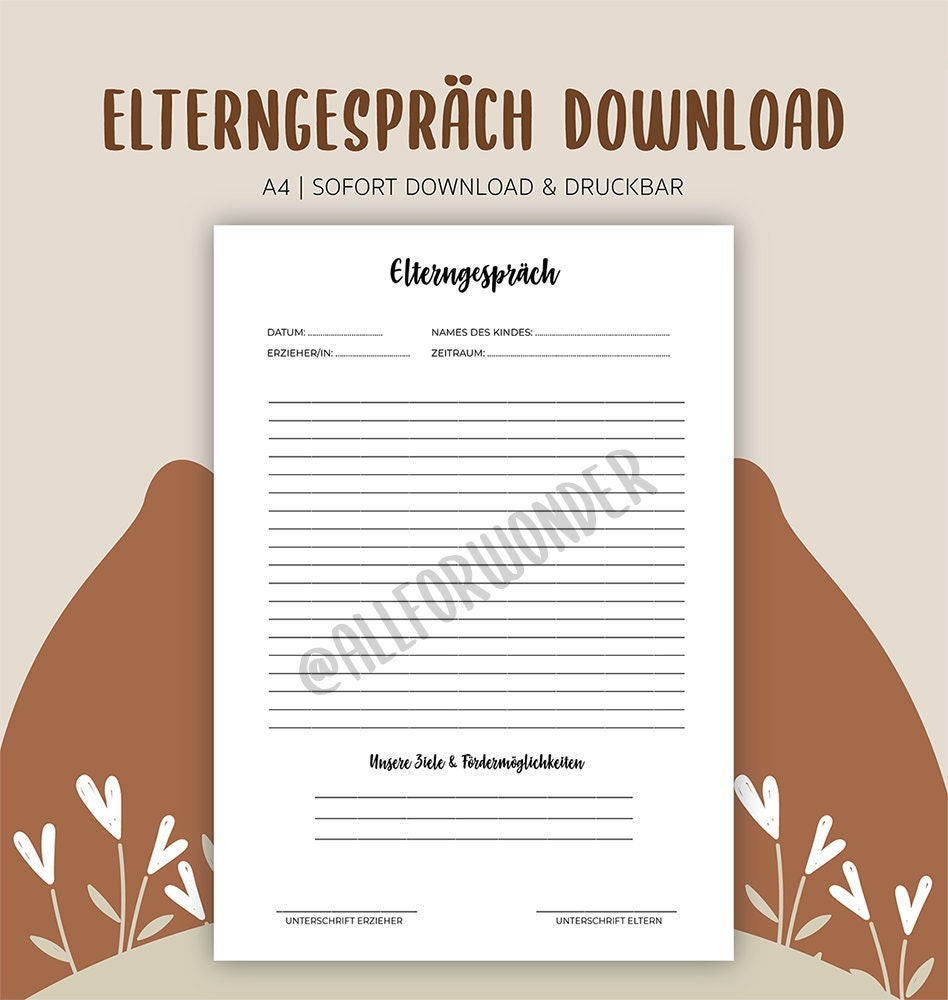 Elterngespräch Zum Ausdrucken Vorlage A4 Download Druck Kindergarten