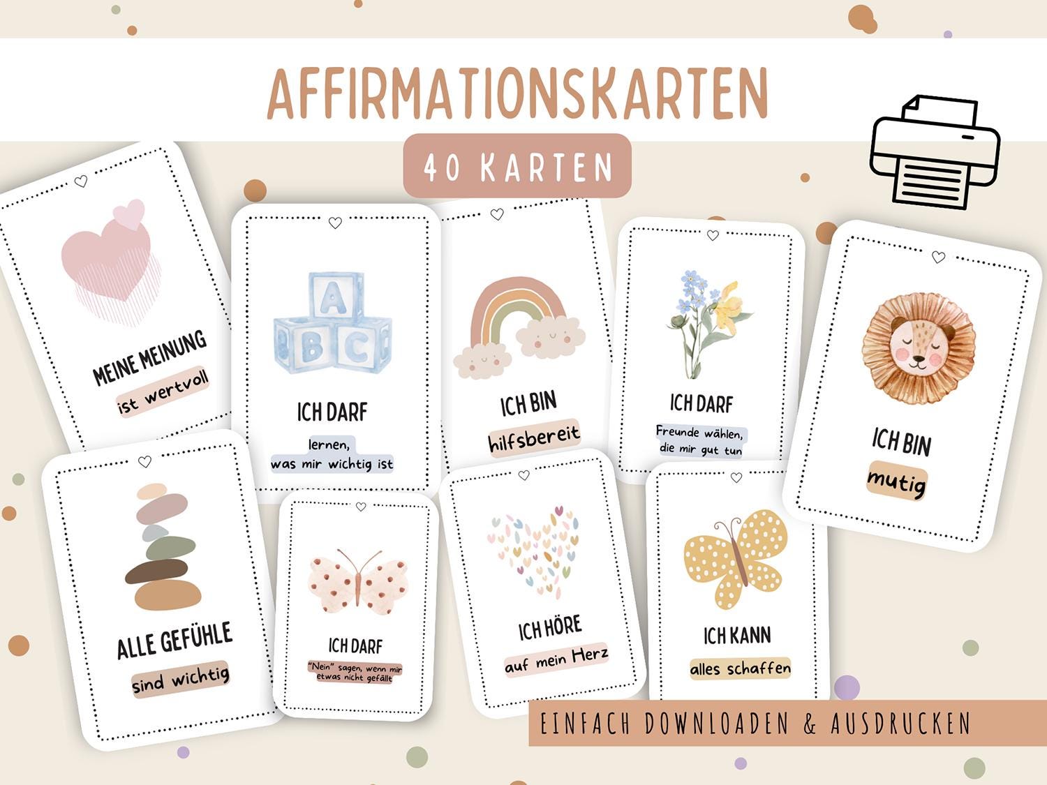 Affirmation cards for children - Motivation Affirmations Cards Feelings A4 Download Print Kindergarten Daycare Nursery Educator PDF