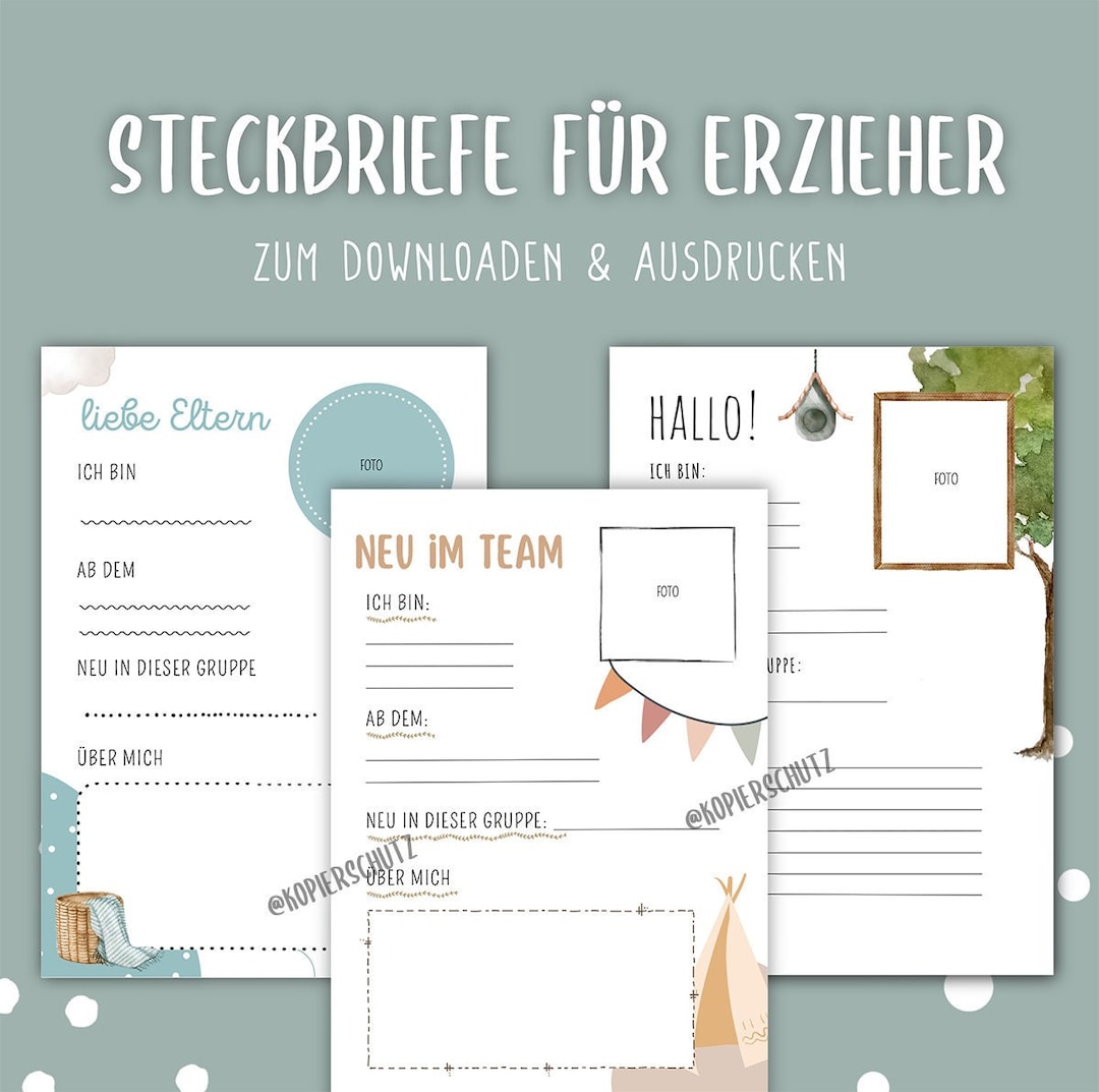3 Steckbriefe & 2 Abschiedsbrief Vorlagen Zum Ausdrucken Vorlage A4