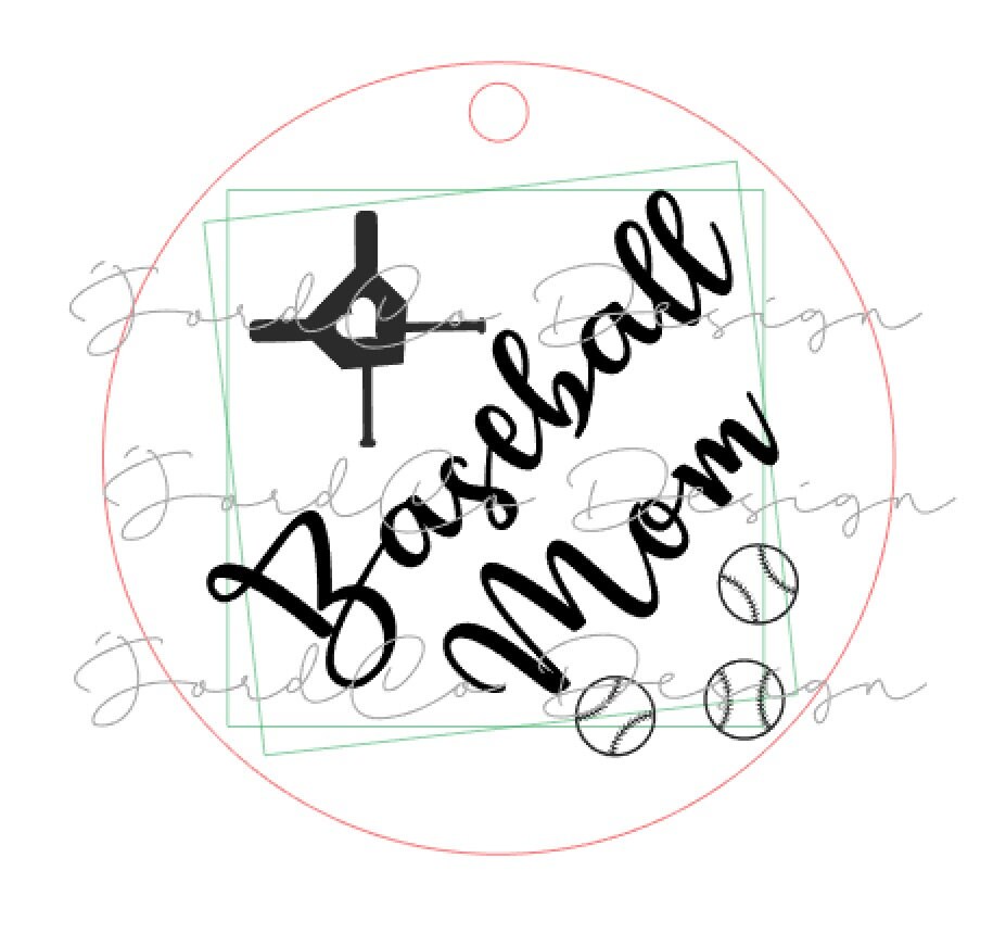 Baseball Mom Keychain Disc DIGITAL FILE ONLY Baseball Mom