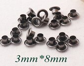 100-200pcs Gunmetal Eyelets Grommets With Washers Eyelets,Great for Clothes Leather Canvas Bag,Purse Rivet Studs Eyelets-3mm 8mm(ey3012)