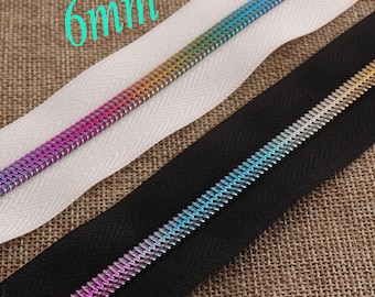 1-5 YARDS Rainbow Nylon Coil Zippers,6mm Black/White Nylon zipper,colorful purse zippers nylon dress zipper bag Coil Zippers-#5(ZP02)