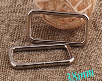 8 PCS Rectangle Rings,38MM Silver Rectangular Wire Loops bag rings,Webbing Purse Handbag Bag Making Hardware Handbag-1 1/2"(81)