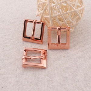 10 pcs,1/2"(14mm),Rose Gold Strap Buckle Fasteners Belt Buckle Square Center Bar Buckles Bag Luggage Shoes Watch Straps (39)