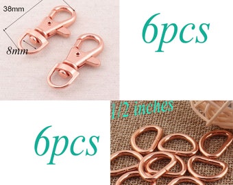 METALEN Rose Gold Lobster Swivel Sluitingen/D Ring, Haak Sluitingen Klauwen Karabijnhaak Snap, RINGEN Portemonnee Riem Handtas Snap Portemonnee Haak
