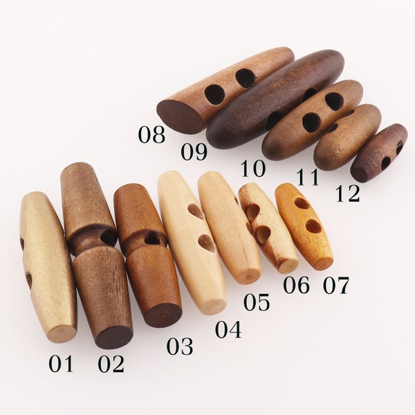 Bouton à bascule en bois 20 PCS, bouton en bois, boutons en bois, bascules en bois, bascules de manteau de duffle, boutons de poupée, boutons Natura boutons de collier de bricolage