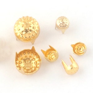 Gold 10mm/5mm Round Studs-bag of 100pcs-For Denim and LeatherCraft on BattleVests, jackets, wristbands Studs And Spikes