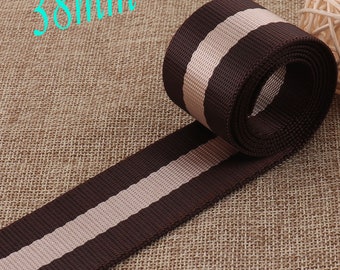 1,5" singelband, bruin beige gestreepte singelband, gladde singelband, singelband portemonnee, portemonnee tas, riem geometrisch patroon singelband, geweven riem (WB645)
