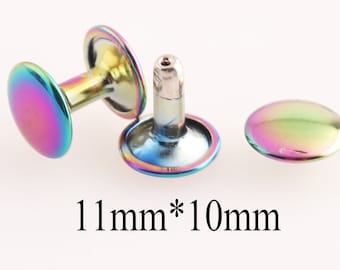 30 sets Rainbow Double Cap Rivets,Stud Rapid Rivets Leather Craft Repair-11mm*10mm-for Leather and Crafts