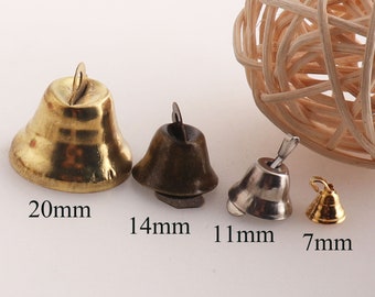 Gold /Silber/Bronze Jingle Bells 7mm 11mm 14mm 20mm Haustier Glocken Kreuz Glocken Weihnachtsglocken