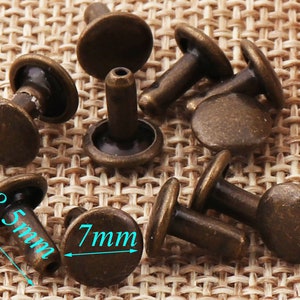 100 pcs Rivets,Antique Bronze Double Cap Rivets,Studs Leather craft Rivet Fastener Snaps Prong Studs,Mushrooms Rivet-5/16&quot;(7mm)(zd1817)