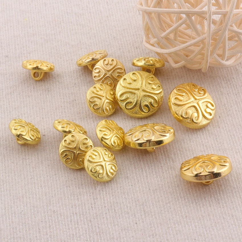 Metal Buttons Shank Vintage Button Flower Covers Gold Jewelry Coat