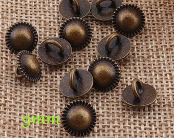 10 Metal Buttons 3/8"(9mm)Antique Bronze Shank Vintage Buttons ,Coat Sweater Clothing Crafts Jewelry Clasp,Round Buttons(B34)