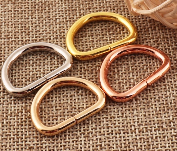 10 Pcs Metal Gold D Ring Buckles Belt Webbing Purse Bag D Rings