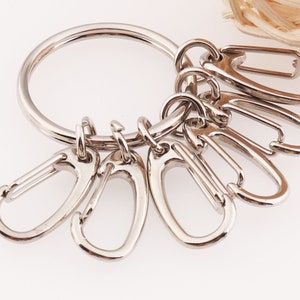 10 pcs Silver Key Chain Split Key Rings Hook Clasps,KeyChains Snap Metal Charm Push Clasp,ound split ring split jump rings(kr15)