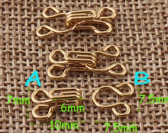 100,Hook Eye Closure,Gold hook eye,hook eye clasp,clothing hook,sewing hook, hook and eye,hook and eye clasp,hooks,sewing hooks,(WX302-2)