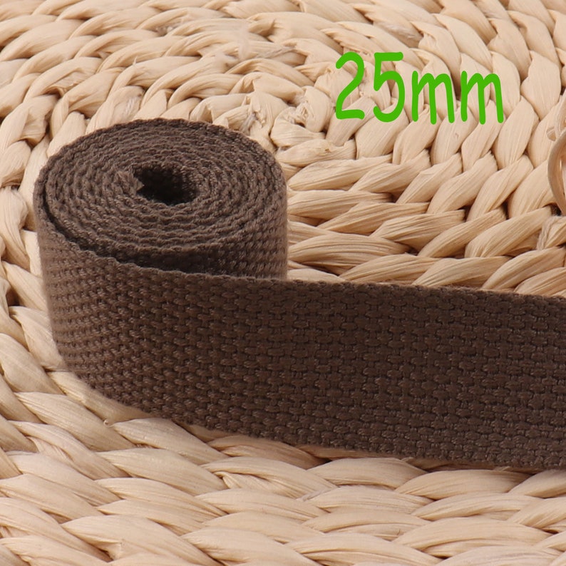 WB577 Pale Brown Cotton Webbing,1 inch Webbing,Soft Bag Purse Key Fob Webbing,Webbing Keychain,Trim Webbing By The Yard