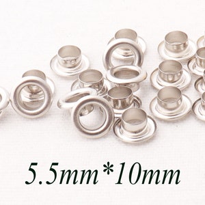100-200 Pcs Silver Eyelets and Grommets,Rivet Studs Jewelry Supply,Great for Clothes Leather Canvas Bag-5.5MM*10MM(ey3028)