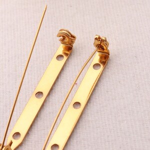 40mm Copper Gold Bar Pins,5-50pcs Brooch Bars Pin Backs,Brooch Bar Pinbacks, Safety Pin Badge Fasteners sp4505 image 3